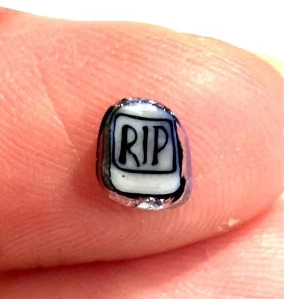 RIP Tombstone v2024 COE104 Murrini chips, handmade glass murrini chips by Ann Wierbinski