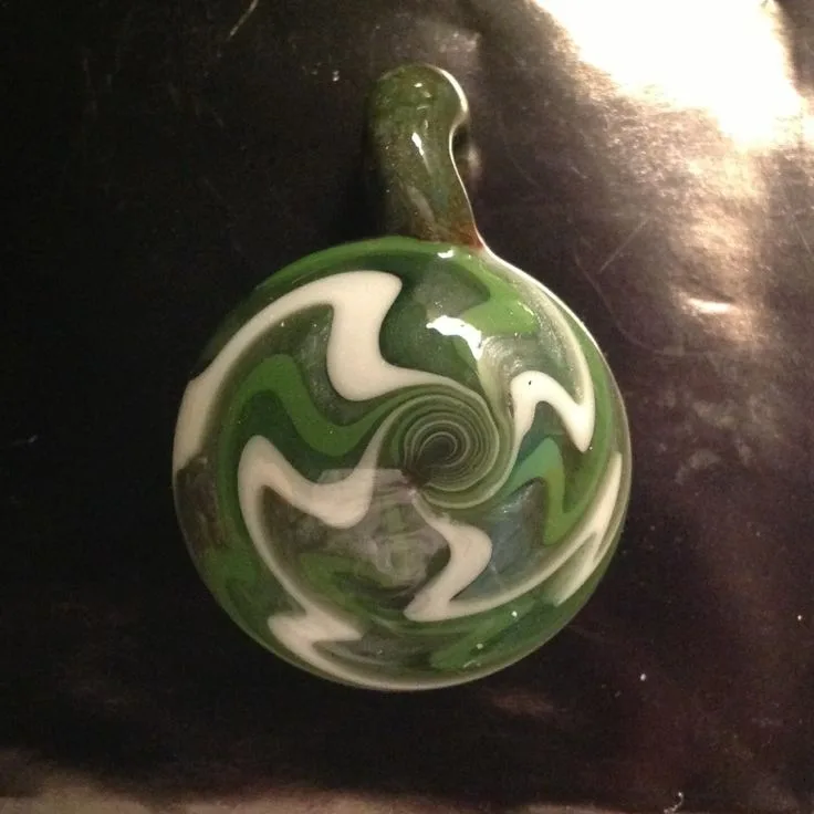 Greenie, original archive photograph of handmade glasswork by Ann Wierbinski