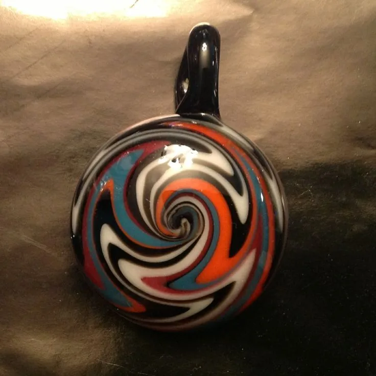 Orange and Blue, original archive photograph of handmade glasswork by Ann Wierbinski