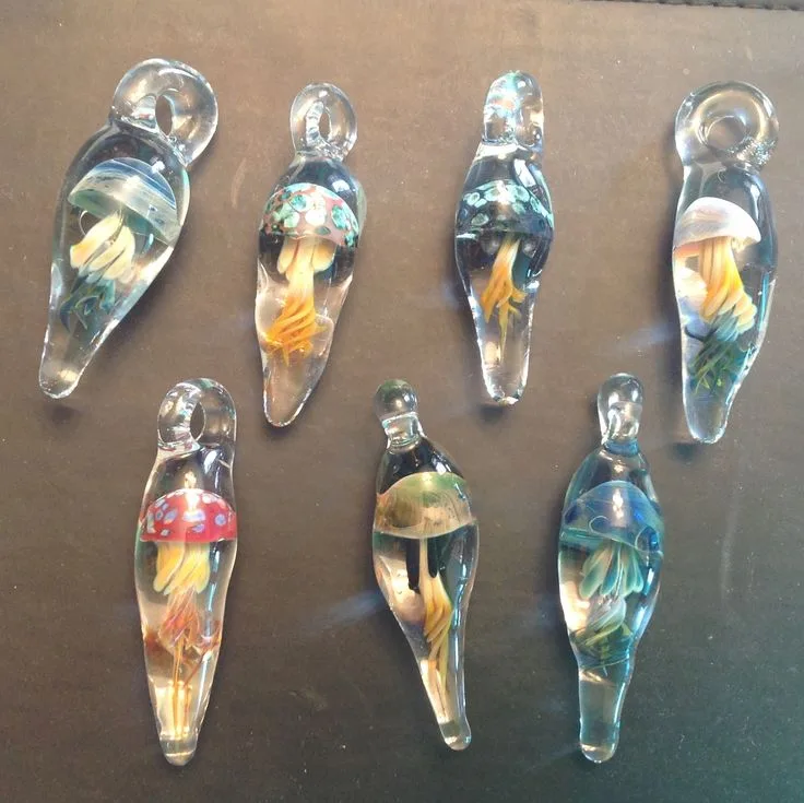 Jellyfish School, original archive photograph of handmade glasswork by Ann Wierbinski