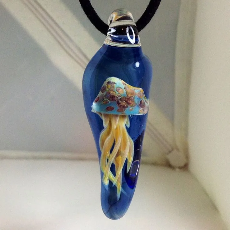with A Blue Background, original archive photograph of handmade glasswork by Ann Wierbinski