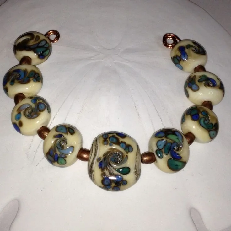 Beachy Swirls, original archive photograph of handmade glasswork by Ann Wierbinski