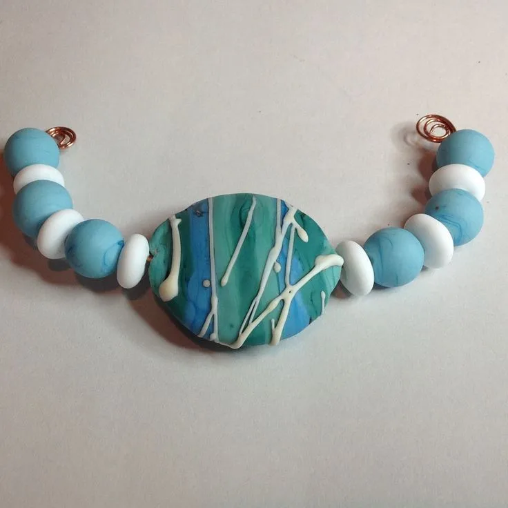 Large Focal In Blues Set, original archive photograph of handmade glasswork by Ann Wierbinski