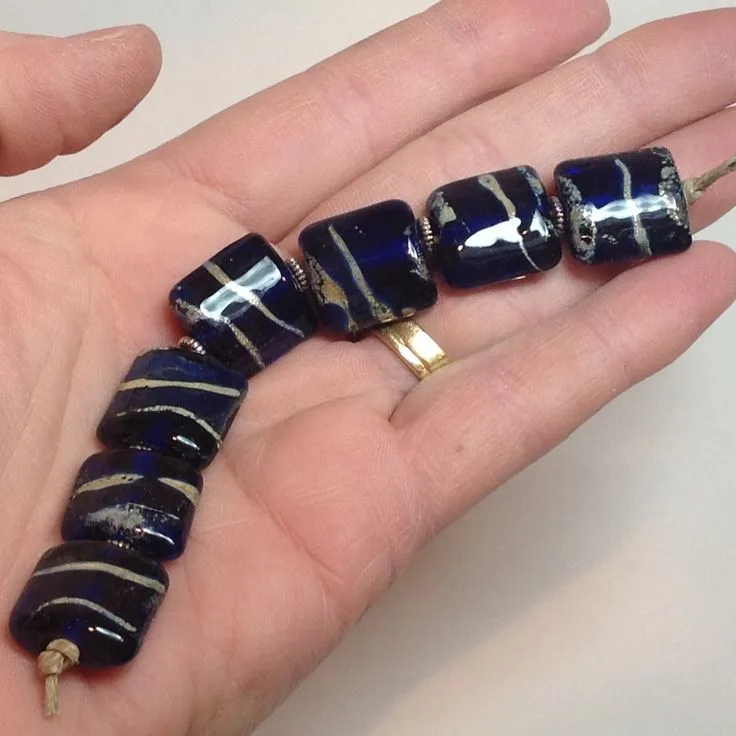 Cobalt and Silver Squares, original archive photograph of handmade glasswork by Ann Wierbinski