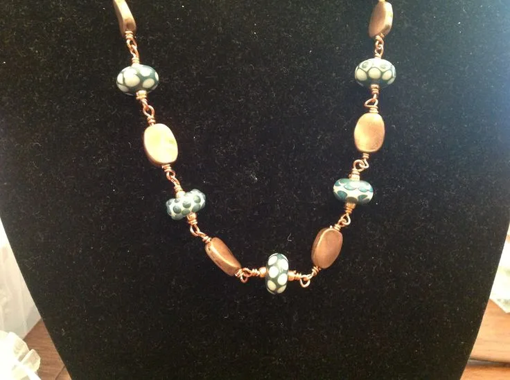 Copper and Turquoise Set, original archive photograph of handmade glasswork by Ann Wierbinski