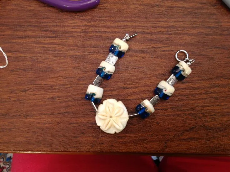 Sand Dollar Focal Bracelet, original archive photograph of handmade glasswork by Ann Wierbinski