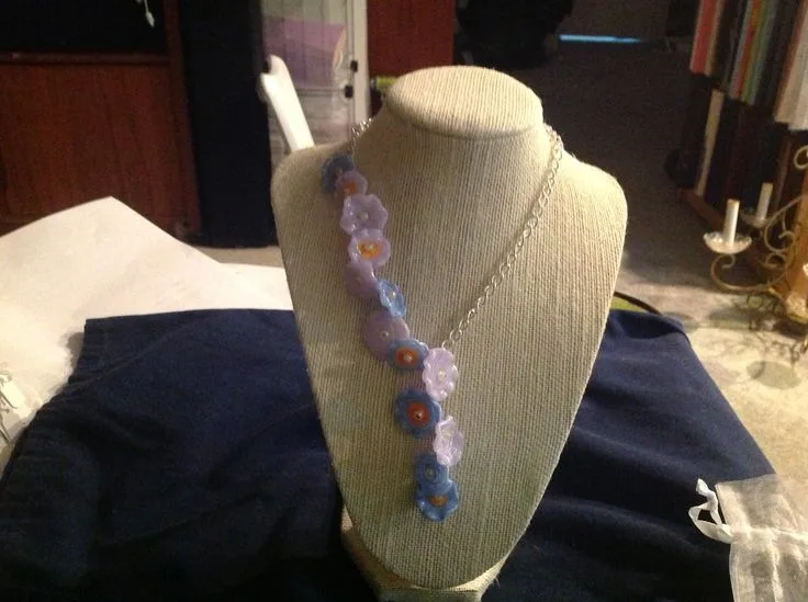 Cascading Flowers Necklace, original archive photograph of handmade glasswork by Ann Wierbinski