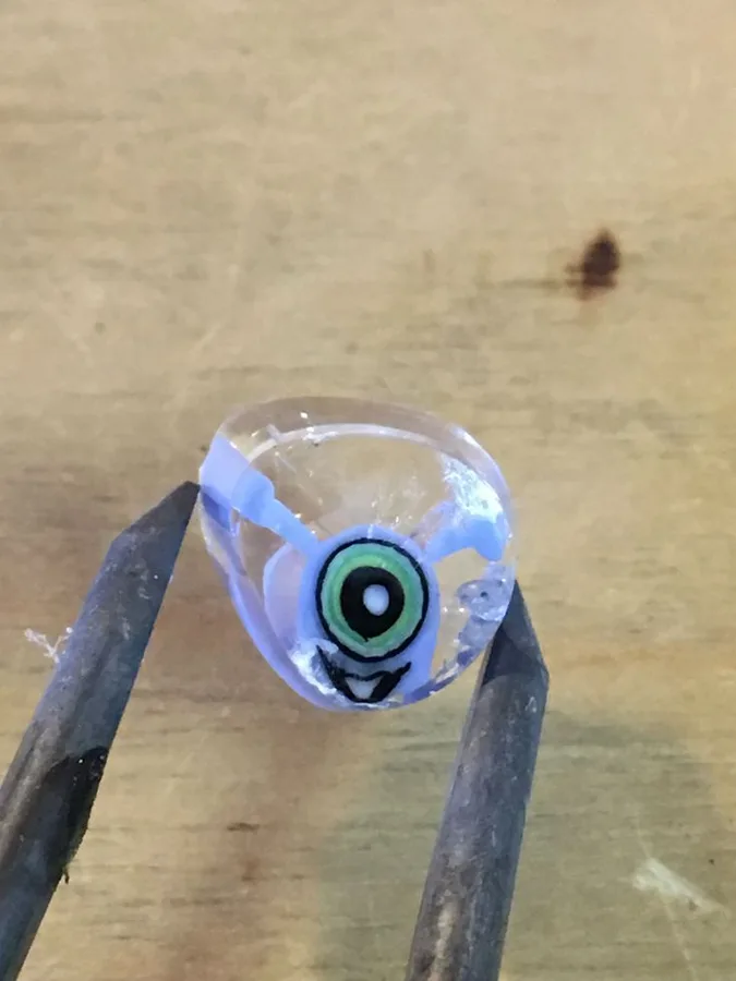 Green Eyeball, original archive photograph of handmade glasswork by Ann Wierbinski