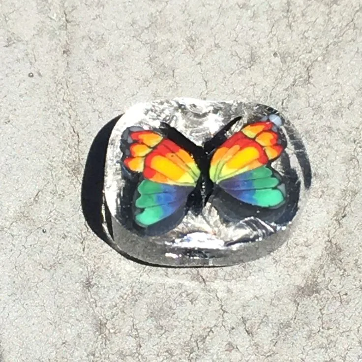 Rainbow Butterfly, original archive photograph of handmade glasswork by Ann Wierbinski