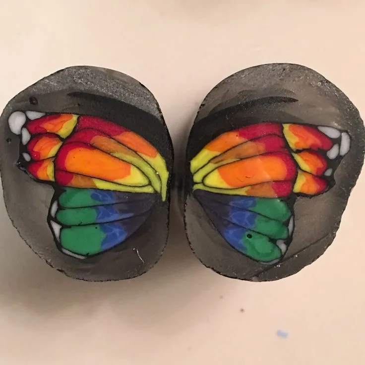 Rainbow Butterfly Wings, original archive photograph of handmade glasswork by Ann Wierbinski