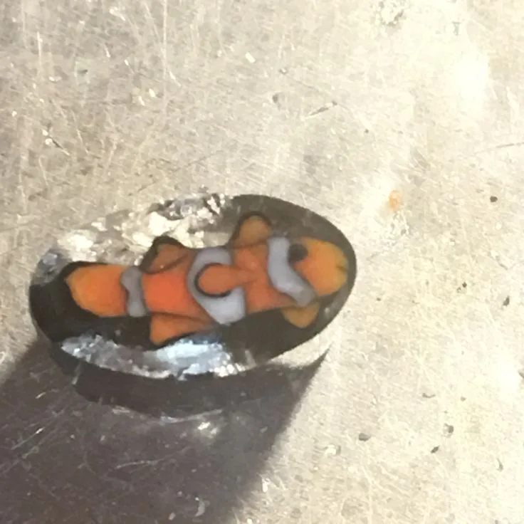 Clownfish, original archive photograph of handmade glasswork by Ann Wierbinski