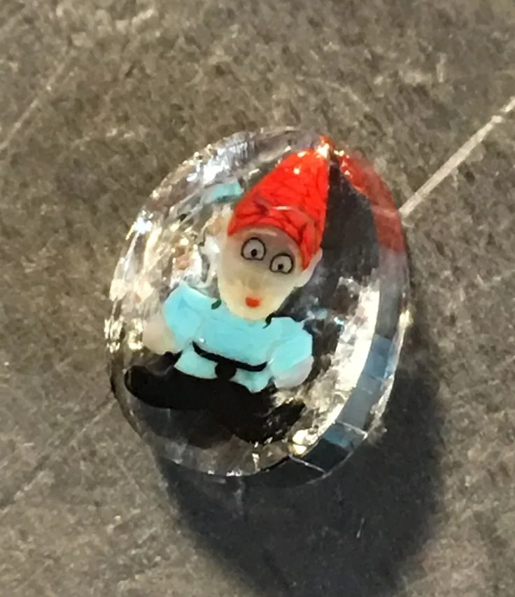 Red-Hat Gnome, original archive photograph of handmade glasswork by Ann Wierbinski