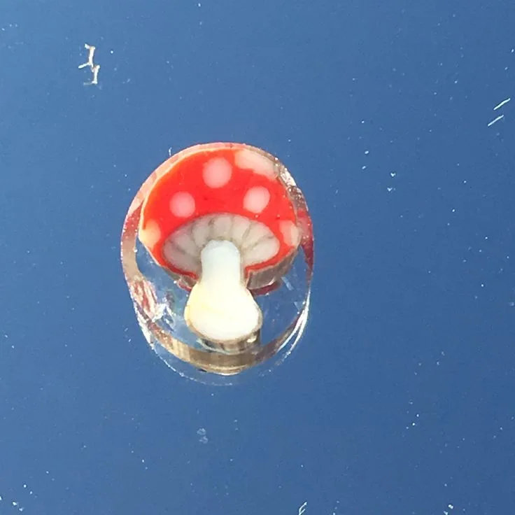 Red-and-White Mushroom, original archive photograph of handmade glasswork by Ann Wierbinski