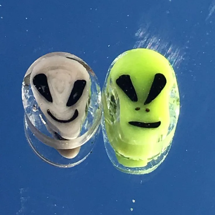 Alien Pair, original archive photograph of handmade glasswork by Ann Wierbinski