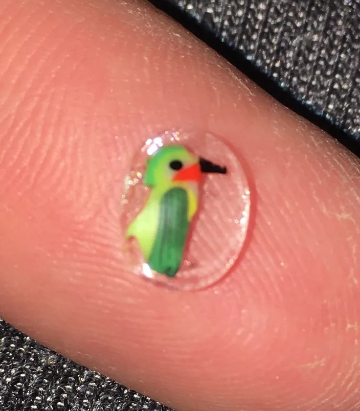 Tiny Hummingbird, original archive photograph of handmade glasswork by Ann Wierbinski
