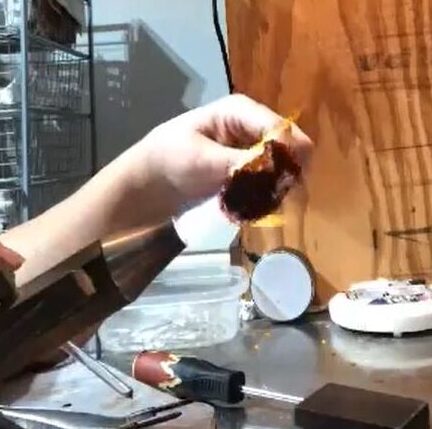 Ann encasing a fish murrini gather with clear glass